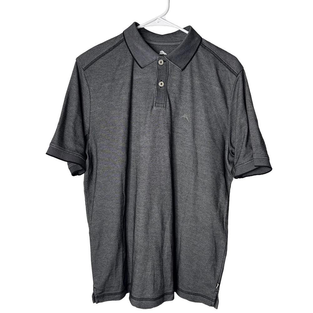 TOMMY BAHAMA Regular Beach Men's Gray Supima Cotton Polo Short Sleeve Shirt Sz S